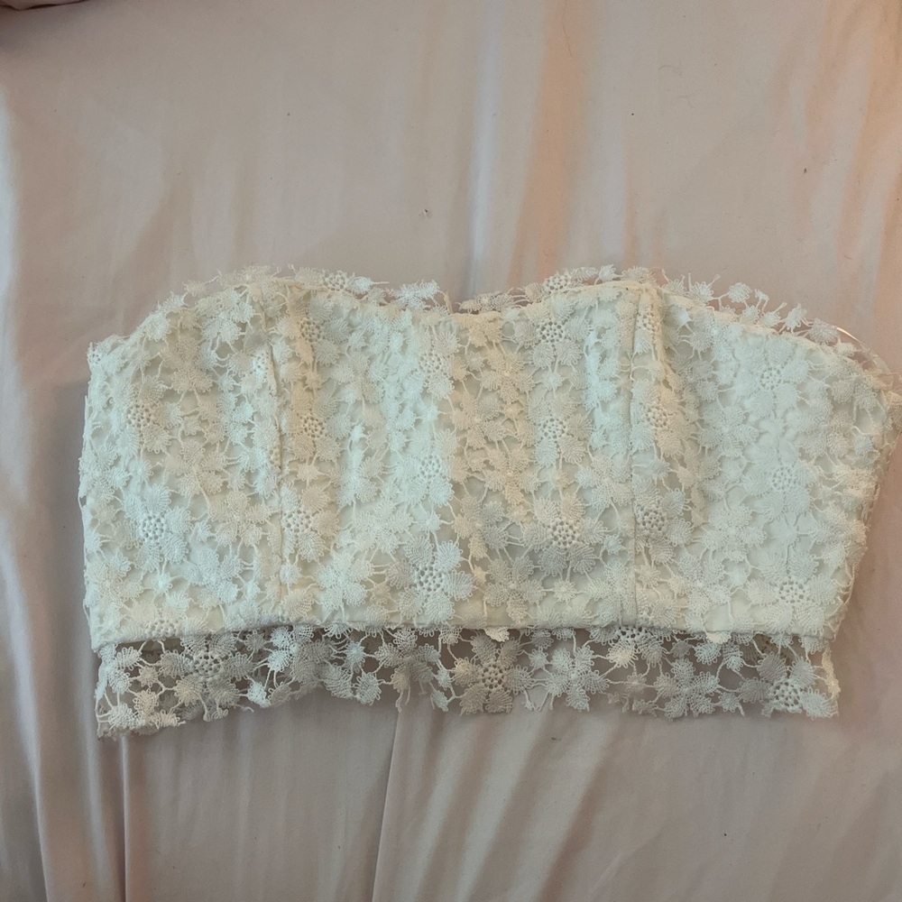 Cotton Candy White Lace Crop Top